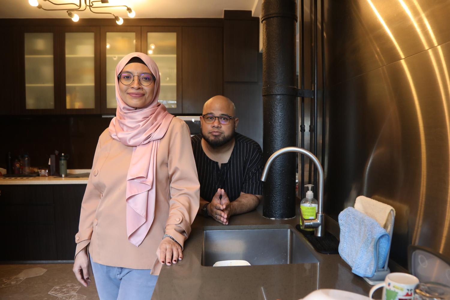 Masrina Abu Bakar is the main breadwinner in the family while her husband Saiful Amri is a stay-at-home husband.