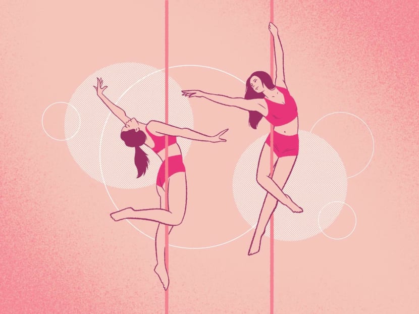 Despite the author's interest in trying pole out, she initially found herself hesitant to do it regularly, due to the negative stigma surrounding the activity. Despite the author's interest in trying pole out, she initially found herself hesitant to do it regularly, due to the negative stigma surrounding the activity.