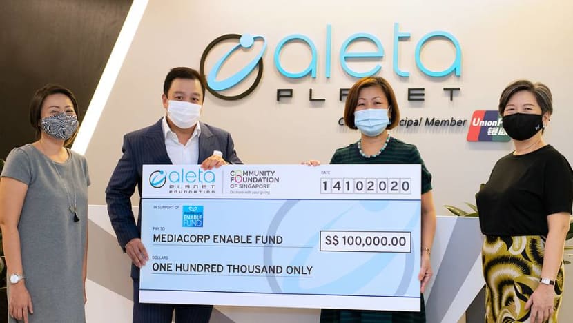 Fintech firm Aleta Planet's new foundation donates S$100,000 to Mediacorp Enable Fund in support of elderly, children