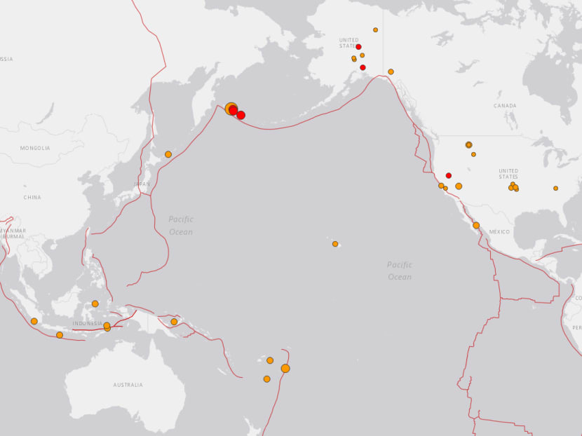 A USGS map showing the aftershocks after the 7.8-magnitude quake hit off Russia's Kamchatka Peninsula. Map: USGS