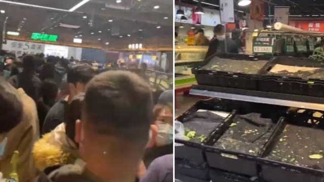 上海突宣布要分区封控 民众超市疯抢粮