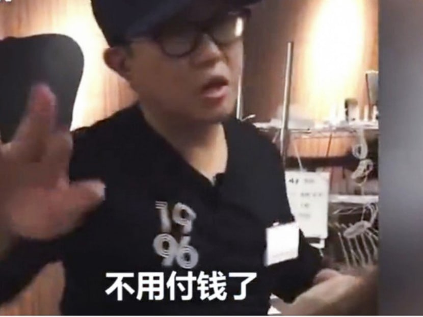 The restaurant manager was filmed telling the women they did not need to pay the bill.