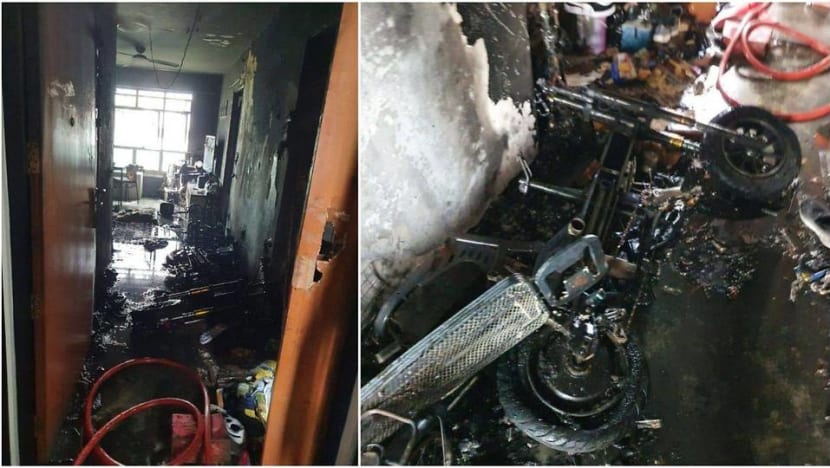 E-bike catches fire while charging in Yishun flat, 1 person taken to hospital E-bike catches fire while charging in Yishun flat, 1 person taken to hospital