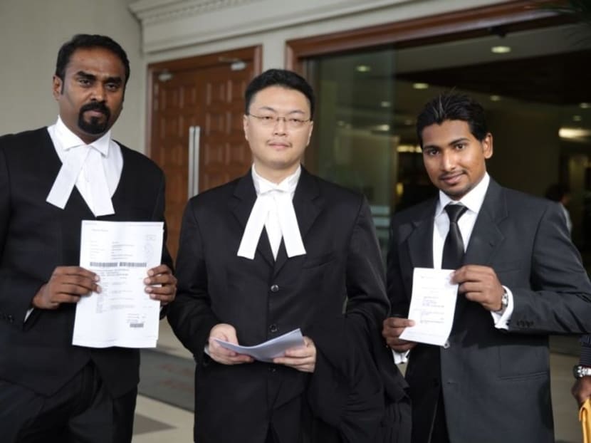 From left to right: Datuk Dr Arunan Selvaraj, Mr Gary Edward Chong and Mr Vinod Ramasamy are representing the children of Jee Jing Hang, who was a passenger on board MH370, to sue MAS and Putrajaya. Photo: The Malay Mail Online