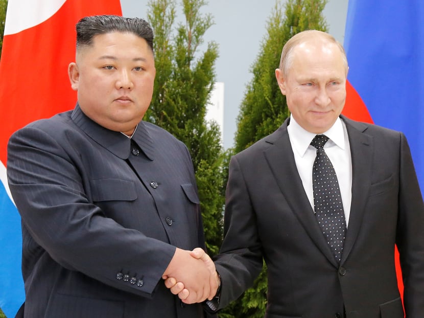 Photo of the day: Russian President Vladimir Putin (right) and North Korean leader Kim Jong Un shake hands during their meeting in Vladivostok, Russia, on April 25, 2019. Their first ever face-to-face encounter comes two months after Mr Kim's summit with US President Donald Trump in Vietnam ended in disagreement.