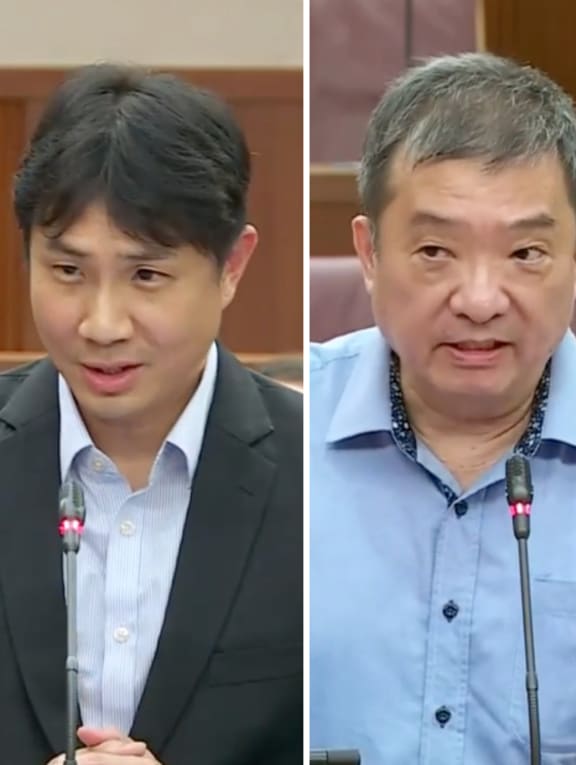 From left: Workers' Party Member of Parliament Jamus Lim had a heated exchange with People's Action Party Member of Parliament Sitoh Yih Pin over the Goods and Services Tax hike in Parliament on Nov 7, 2022.