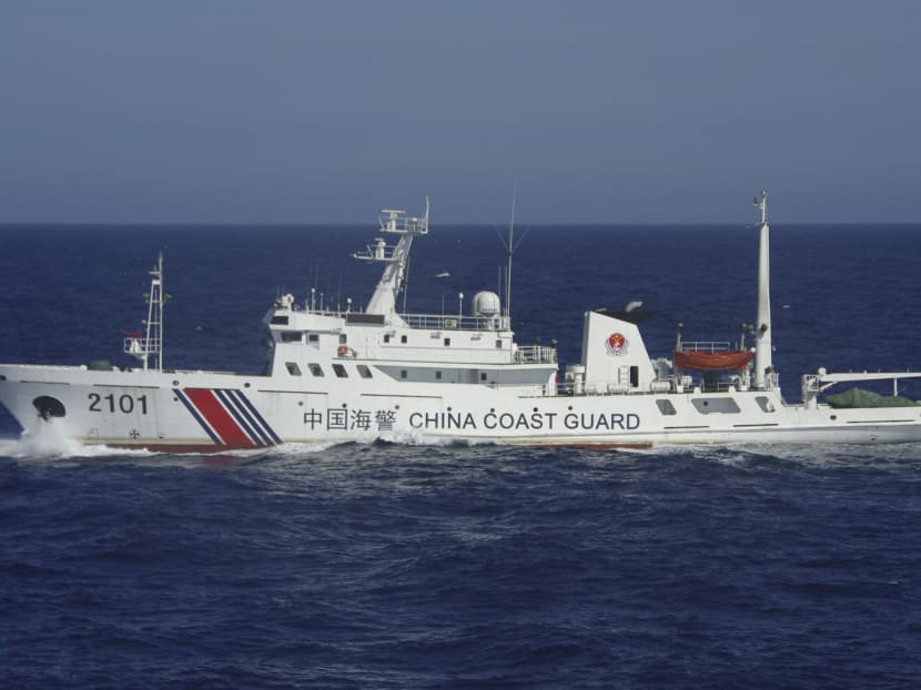In this photo released by Japan's 11th Regional Coast Guard, a China Coast Guard ship numbered 2101 sails in waters 66 kilometers from the East China Sea islands called Senkaku by Japan and Diaoyu by China today. Photo: AP