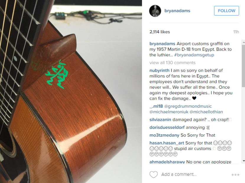 Egypt customs deface Bryan Adams’ guitar