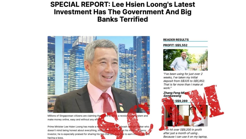 Beware of fake ads from scammers misusing PM Lee's image to sell investment opportunities Beware of fake ads from scammers misusing PM Lee's image to sell investment opportunities