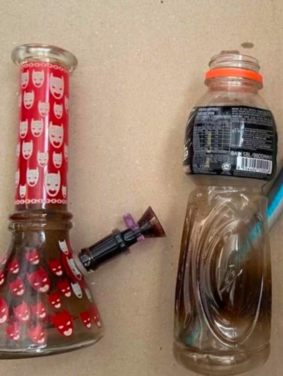 (Left) Alleged drug paraphernalia seized from a residential unit in the vicinity of Bukit Batok Street 21. (Right) Food products believed to be infused with cannabis recovered by anti-narcotics officers from a residential block in the vicinity of Serangoon Road.