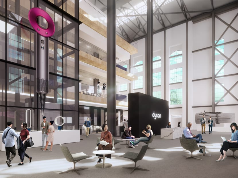 An artist's impression of the interiors of Dyson's global headquarters in Singapore's St James Power Station.