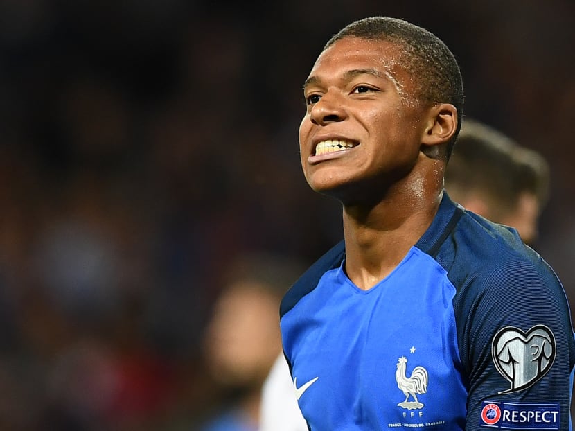France's forward Kylian Mbappe looks on during the FIFA World Cup 2018 qualifying football match between France and Luxembourg on September 3, 2017 at the Municipal Stadium in Toulouse, southern France. Photo: AFP
