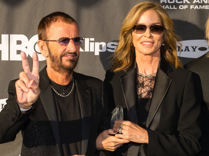 Ringo Starr (left) and Barbara Bach on the red carpet prior to the 2015 Rock And Roll Hall Of Fame Induction Ceremony at Public Hall. Photo: AP
