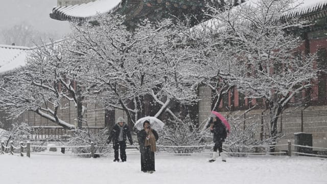 韩国政府上调大雪预警级别