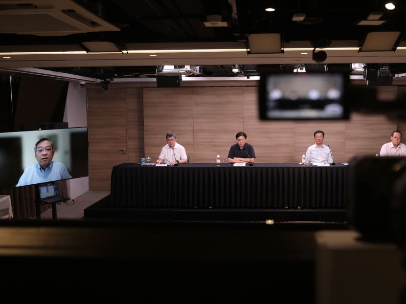 Earlier on Saturday, Mr Gan was not physically present at the Covid-19 multi-ministry task force press conference but attended via video conferencing app Zoom.