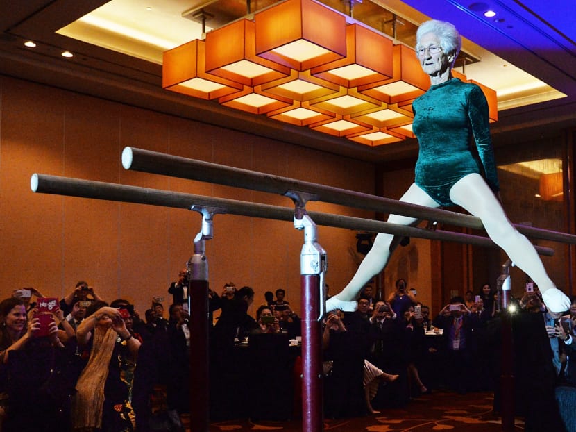 World’s oldest gymnast, 92, performs during International Ageing Week in Singapore