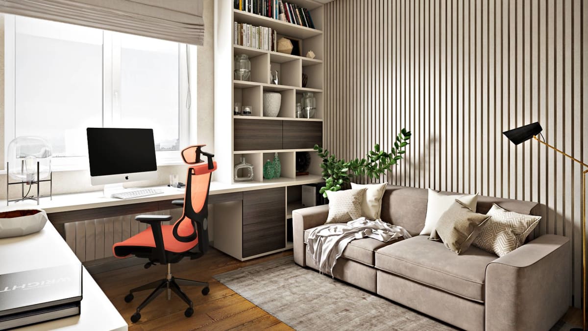 Home office with pull out 2025 couch