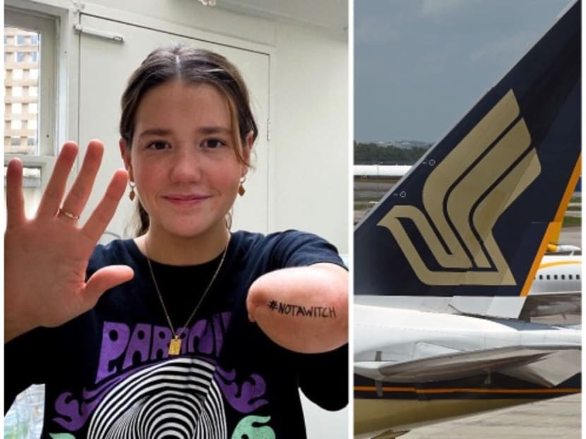 Ms Isabella Beale (left), a congenital amputee without a left forearm, told Australia's ABC News that Singapore Airlines' cabin crew had asked her to move from her seat in an emergency exit row to meet regulatory requirements.