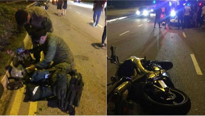 2 anggota NS dipuji kerana bantu penunggang motosikal yang cedera di Mandai Rd
