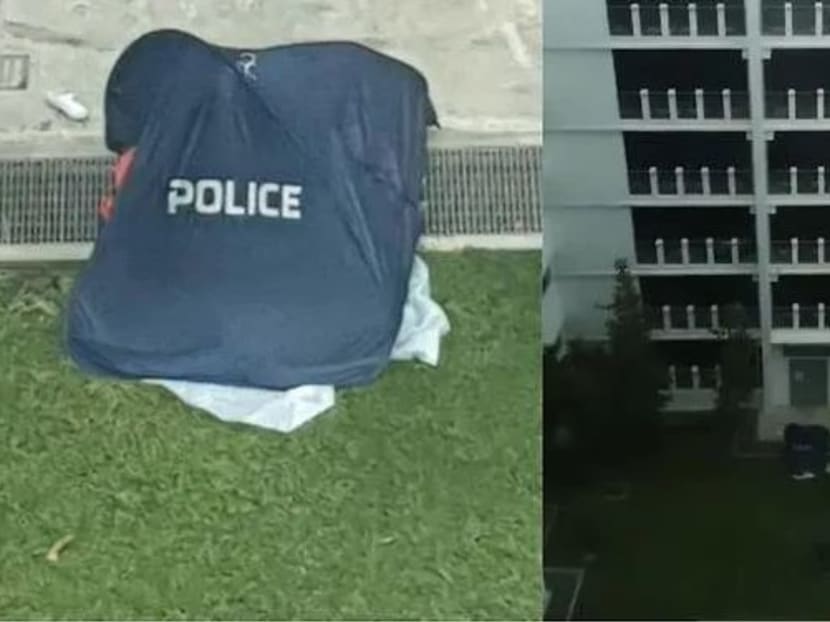 Composite of pictures posted on social media show a police tent set up at the foot of a multi-storey carpark in Paris Ris on Jan 8, 2020. Composite of pictures posted on social media show a police tent set up at the foot of a multi-storey carpark in Paris Ris on Jan 8, 2020.