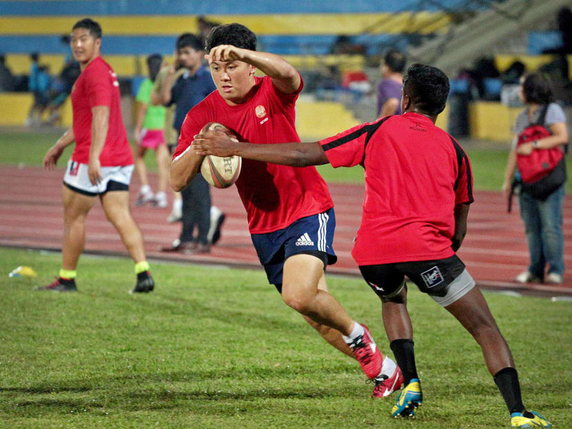A file photo of the Singapore rugby team training session at Yio Chu Kang Stadium.