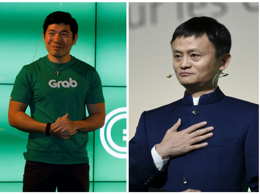 Grab CEO Anthony Tan (left) and Alibaba's Jack Ma. Photo: Reuters, AFP