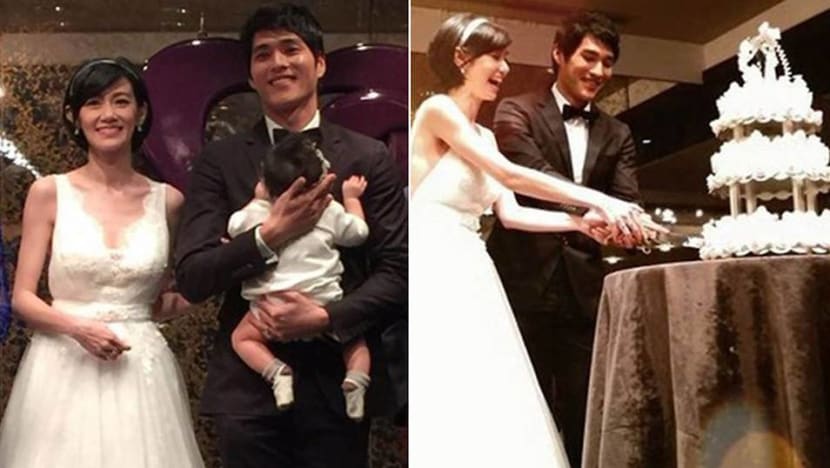 Blue Lan holds wedding banquet with wife Jade Chou