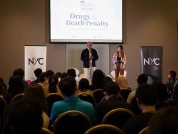 Law and Home Affairs Minister K Shanmugam speaking about drugs and the death penalty to an audience of 80 young people on Sept 21, 2023.