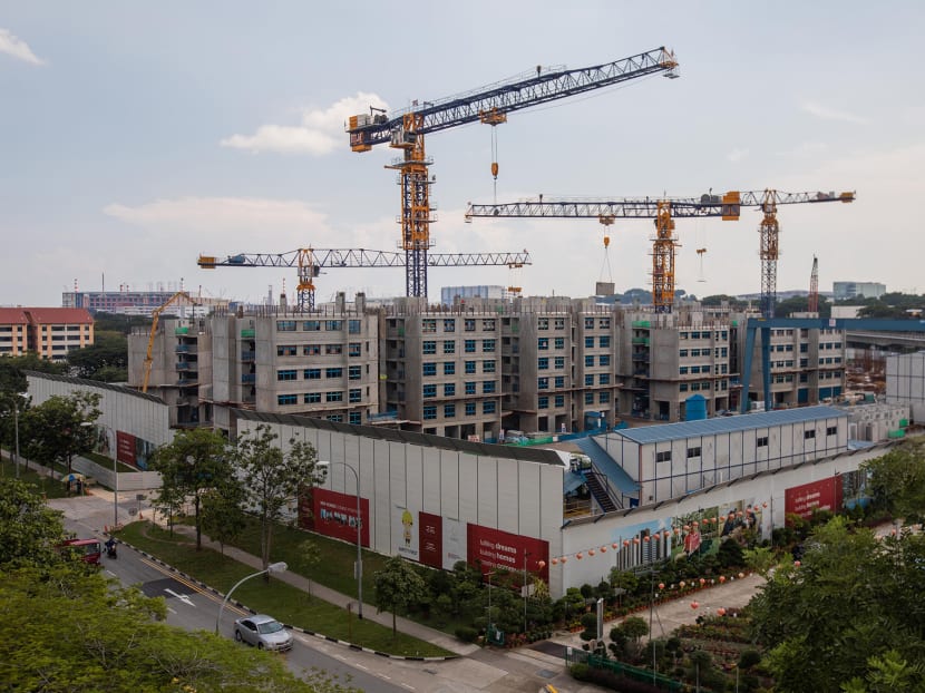 A BTO construction site along Upper Jurong Road in April 2021.