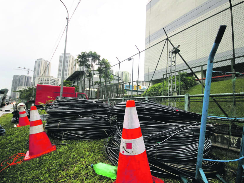 SingTel’s Bukit Panjang Exchange is seen on Oct 9, 2013, after a fire damaged telecommunication cables inside. Photo: Ernest Chua