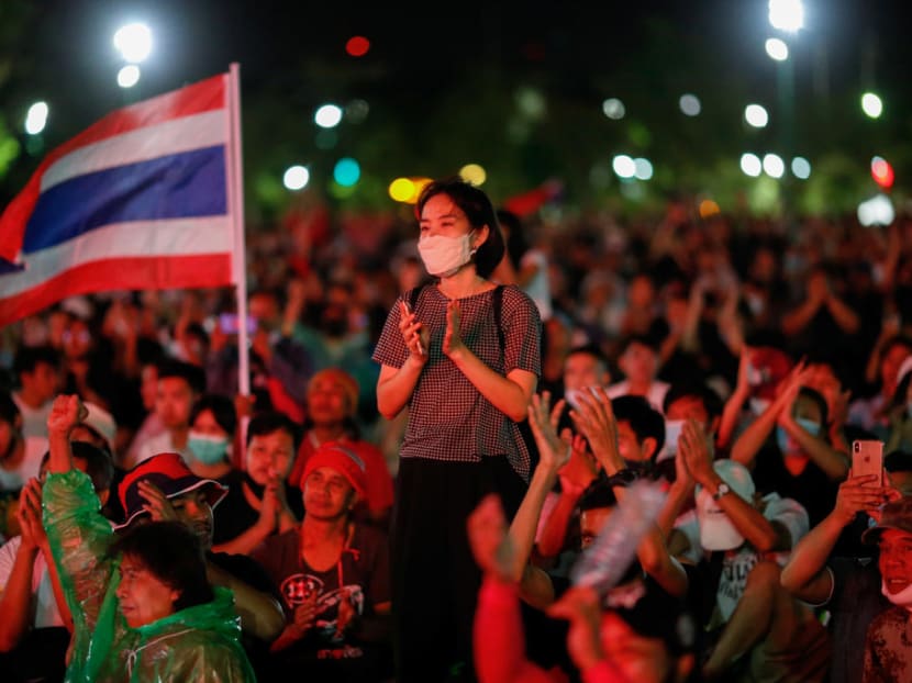 Protesters at a mass rally in Bangkok in September. Protesters at a mass rally in Bangkok in September.