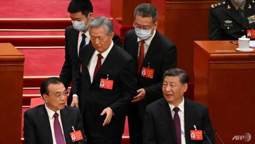 Former China president Hu Jintao unexpectedly leaves Congress closing ceremony Former China president Hu Jintao unexpectedly leaves Congress closing ceremony