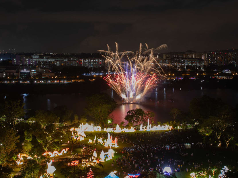 Fireworks seen at Jurong Lake Gardens on New Year’s Eve on Dec 31, 2020.