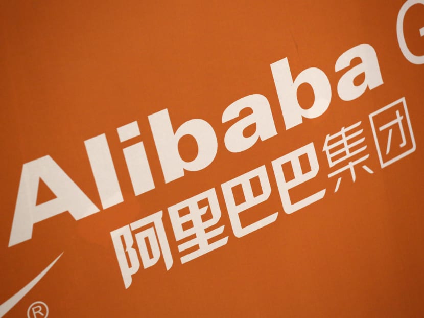 In this Sept 19, 2014 file photo, the Alibaba logo is displayed during the company's IPO at the New York Stock Exchange in New York. Photo: AP