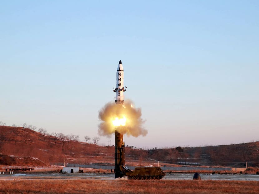 A view of the test-fire of Pukguksong-2, which was supervised by North Korean leader Kim Jong-un. Photo: Reuters