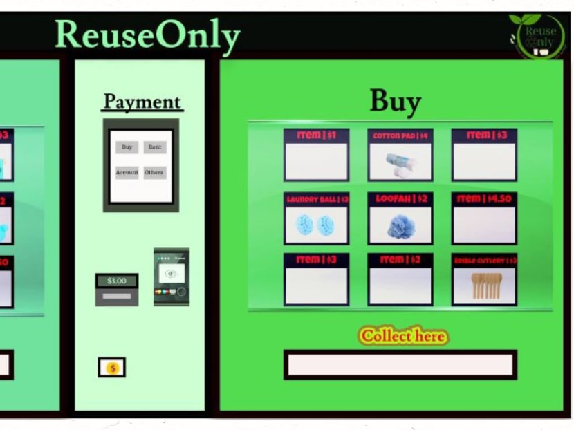 A mock-up of Team ReuseOnly's vending machine. A mock-up of Team ReuseOnly's vending machine.
