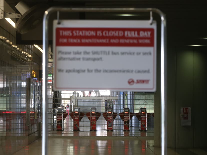Jurong East MRT station is one of the 19 stations along the North-South and East-West lines that was closed for a full day on Sunday (Dec 17). Photo: Ooi Boon Keong/ TODAY
