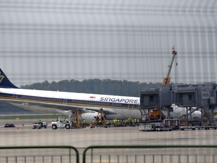 The Singapore Airlines Airbus A330-300 that collapsed on Oct 11, 2015. Photo: Wee Teck Hian/TODAY