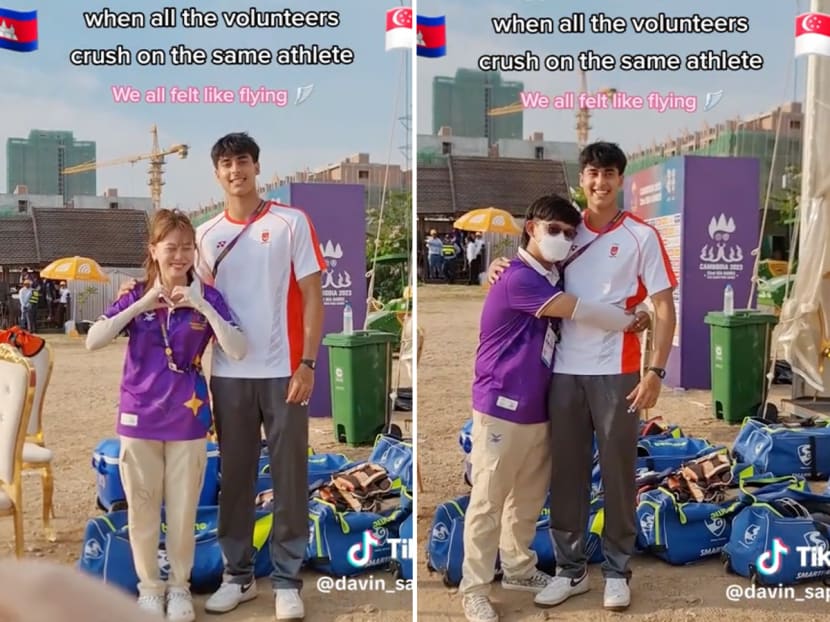 #trending: Video of Cambodian SEA Games volunteers queuing to take photos with tall and cute Singapore cricketer goes viral