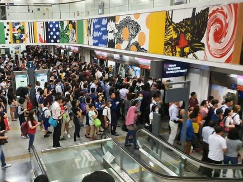 Commuters at Buangkok MRT station on Feb 27, 2020.