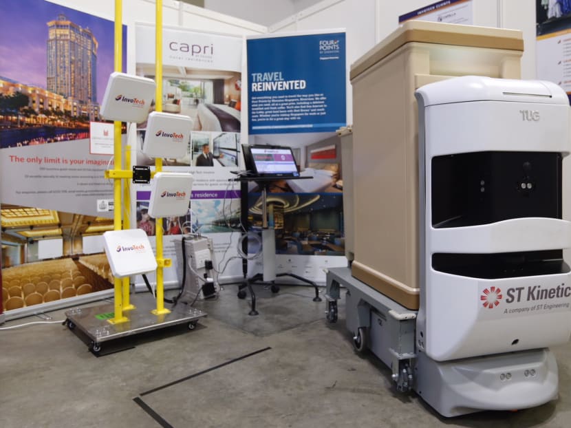 Aethon TUG robots will help hotels to streamline their laundry processes. Photo: Najeer Yusof/TODAY