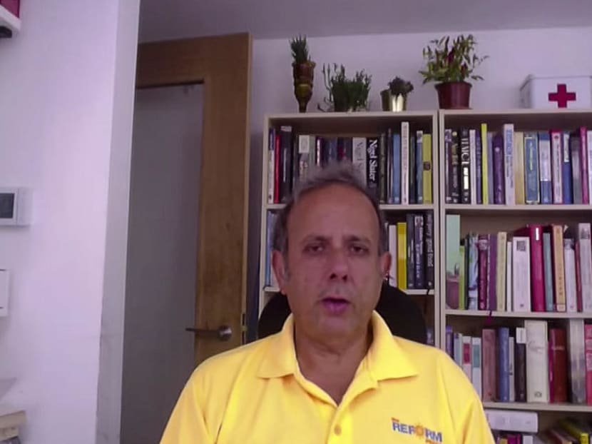 Mr Kenneth Jeyaretnam (pictured) appearing in a video on the Reform Party's Facebook page on June 24 to ask supporters for donations to his party.