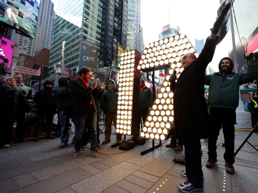 A large number 17 arrives for Times Square's New Year's Eve celebrations in New York City. Photo: Reuters