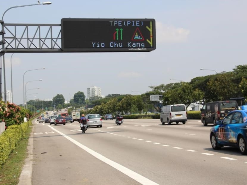 An enhanced EMAS signboard along an expressway. Photo: LTA