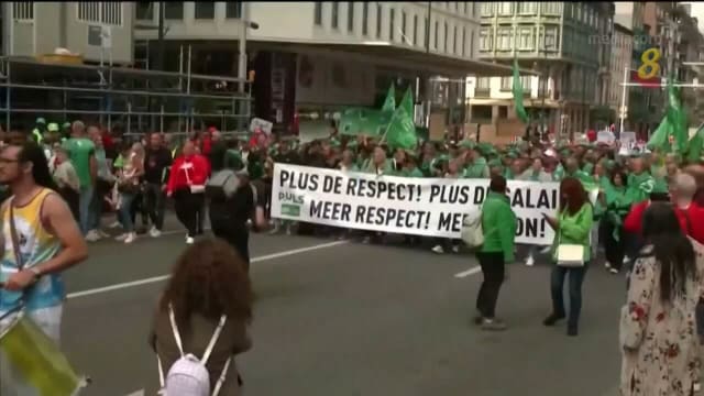 比利时民众展开大示威 抗议生活费上涨