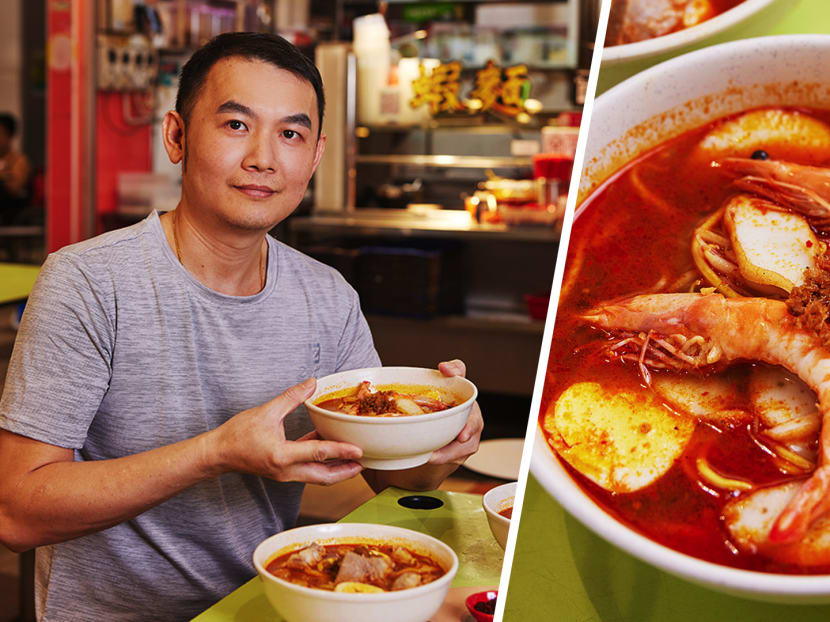 Prawn mee with crispy hae bee hiam sambal so shiok, Chen Liping asked to tapow extra home Prawn mee with crispy hae bee hiam sambal so shiok, Chen Liping asked to tapow extra home