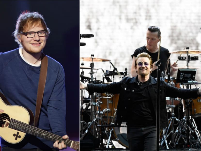 Brit singer Ed Sheeran (left) and Irish rock band U2 cancelled their St Louis concerts over the weekend due to security concerns, thanks protests that have sparked up after a former policeman was acquitted for shooting a black man. Photos: Reuters, AP