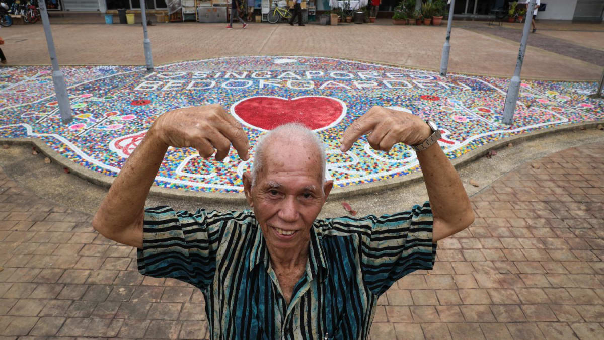 77yearold retiree completes mural in Bedok using 80,000 bottle caps