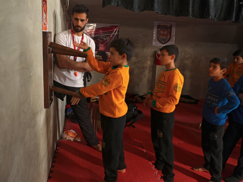 Mr Fadel Othman runs a small martial arts school in the rebel-held town of Abzimu in the western countryside of Aleppo province.