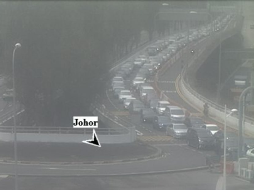 Traffic at the Tuas Checkpoint towards Johor at 10.34am on Thursday (Aug 29).